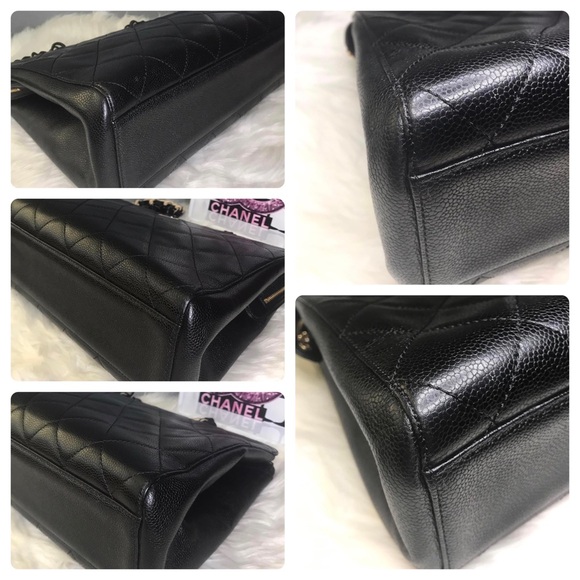 ❌SOLD❌CHANEL Caviar Leather and Resin Chain Tote Bag Black - Picture 16 of 16